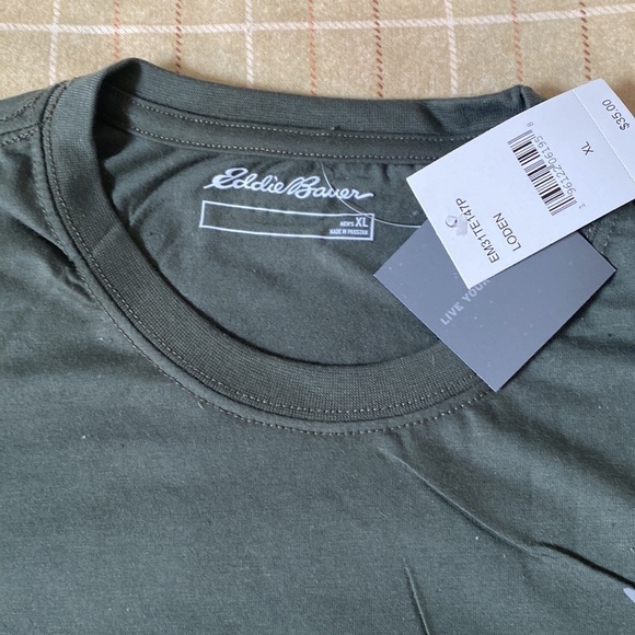 Eddie Bauer nwt cotton blend green long sleeve tee shirt pullover crew xl - Picture 6 of 12
